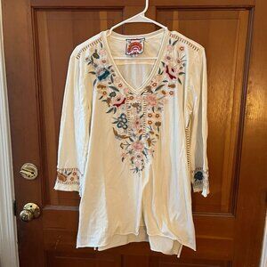 Johnny Was Serafina  Long Sleeve High Low 3/4 Tee Brie Size Medium